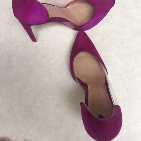 Leith Parker Clear d’Orsay suede fuchsia pump size 7 - Picture 8 of 8